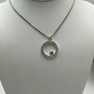 Brighton Silver Tone Necklace‎ Starry Night  Crystals Round Disc Pendant